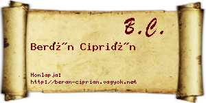 Berán Ciprián névjegykártya